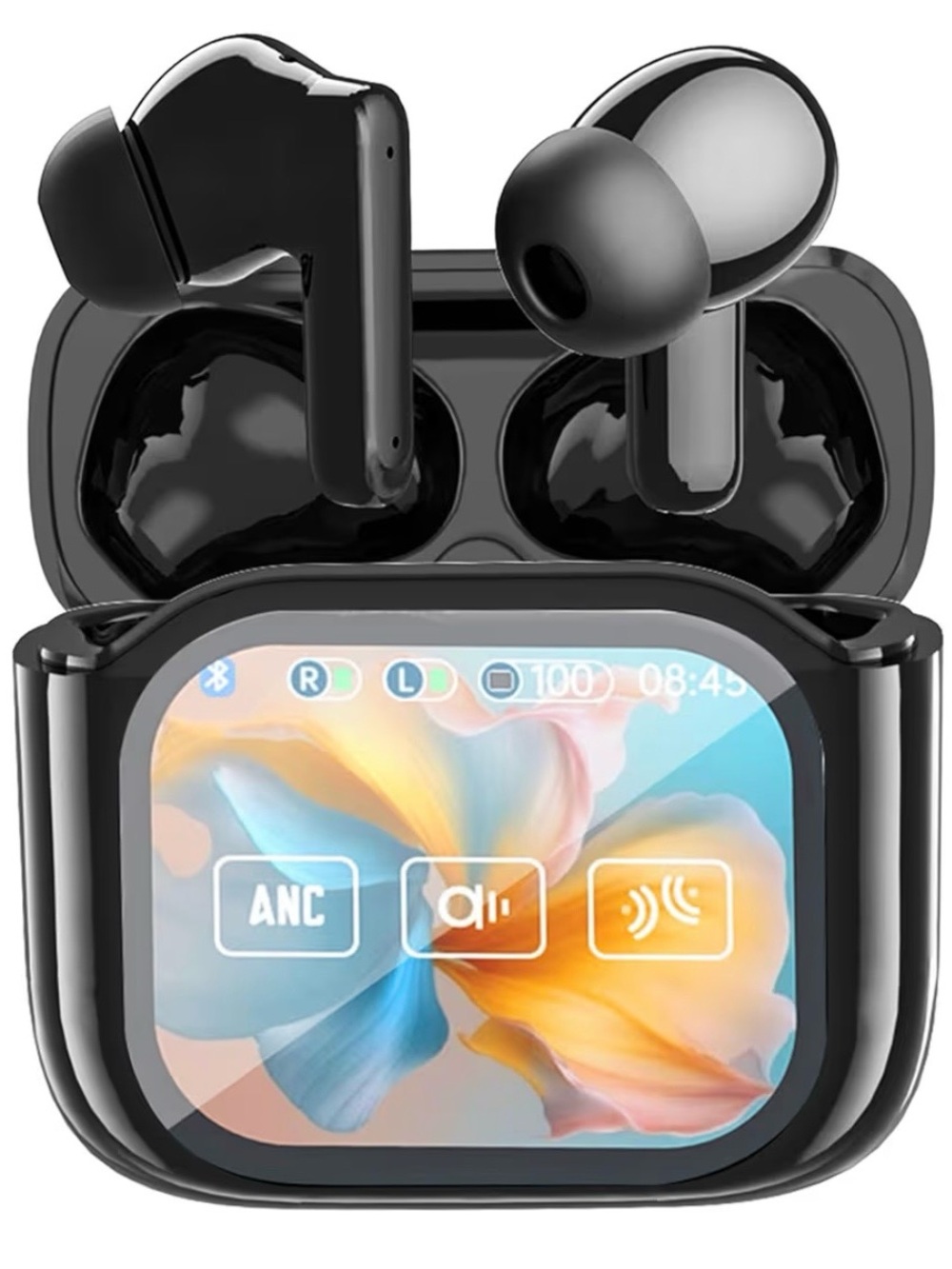 Wireless True Wireless Earbuds with Charging Case - Black
